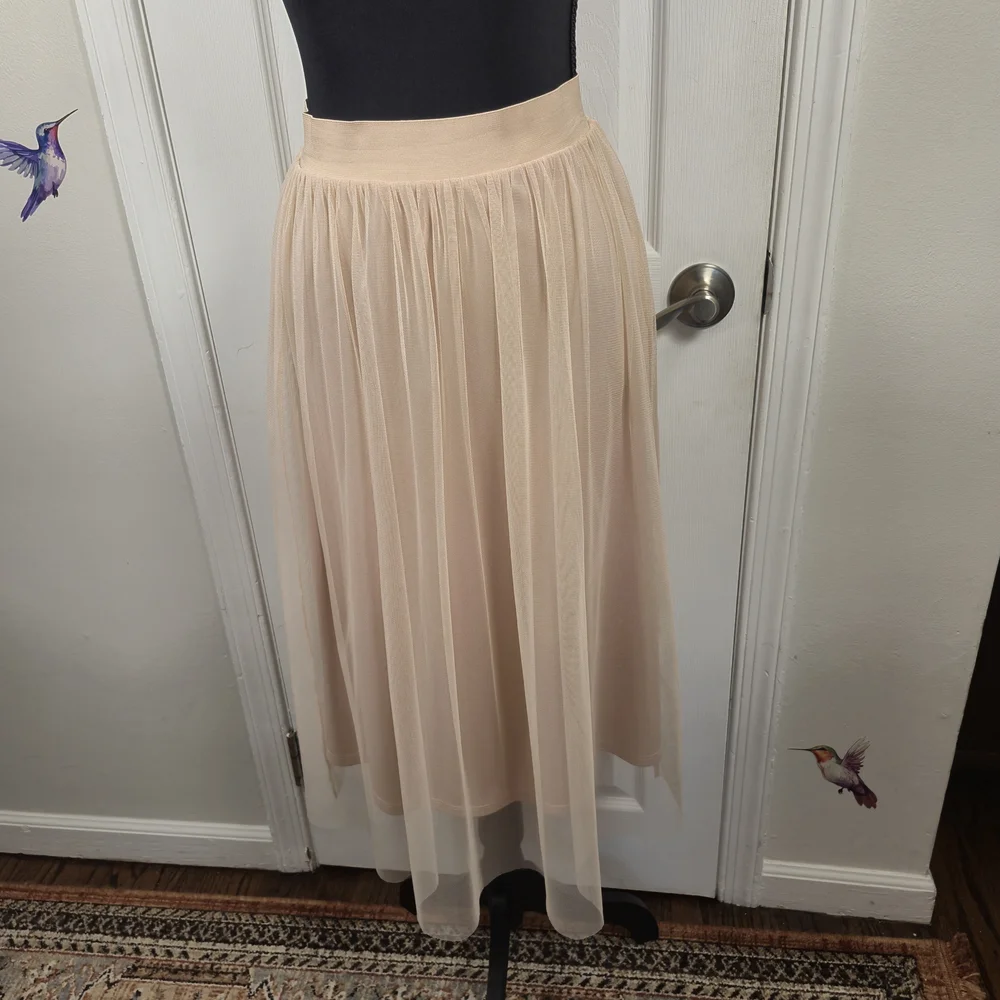 H&M Divided Tulle Mesh Midi Skirt US 6 Blush Pink Ballet Coquette Fairy - Picture 2 of 5